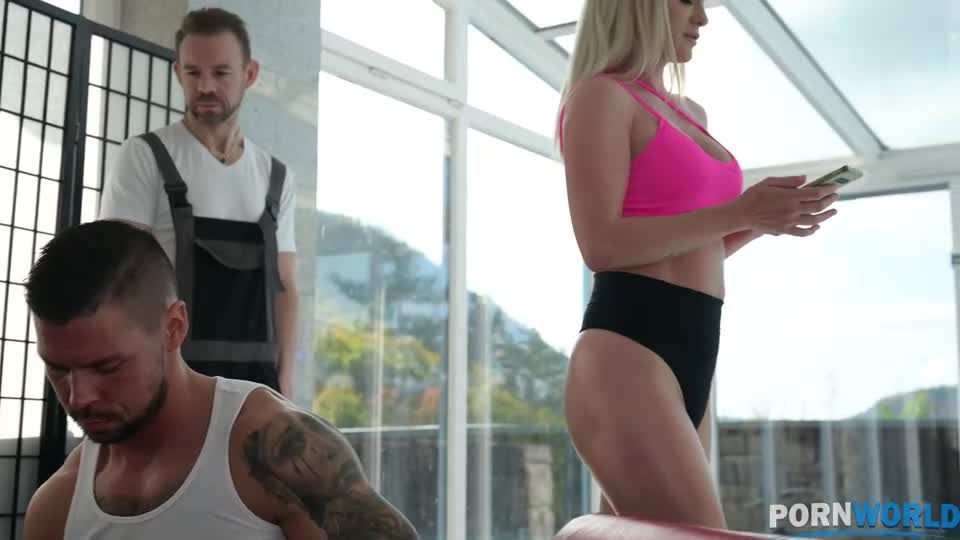 3 Delivery Guys Take Turns DPing Fit Slut in Her Home Gym GP2167 (PornWorld) Screenshot 1